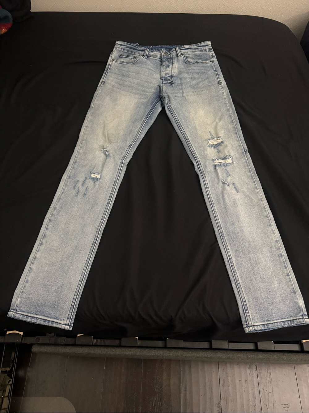 Ksubi Light Wash Distressed Slim Straight Jeans